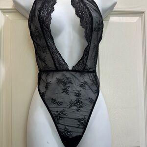 Victoria's Secret Black Mesh Bodysuit